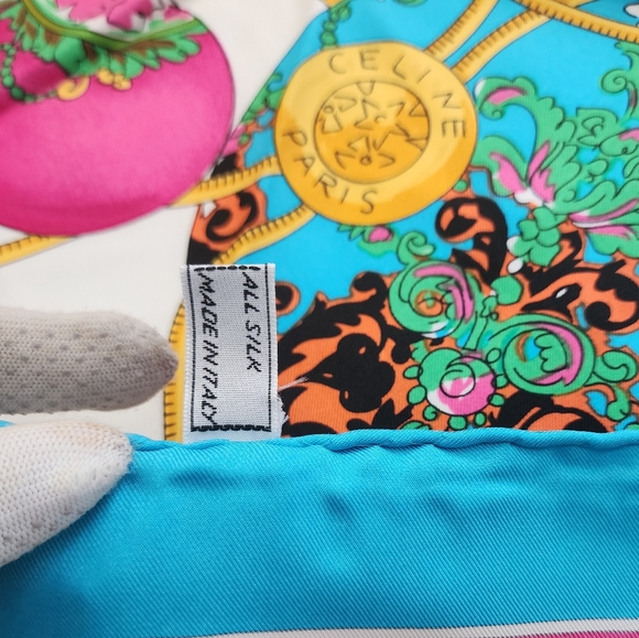 Auth Celine Floral Silk Scarf X-Large ๐ฏ - Picture 6 of 10